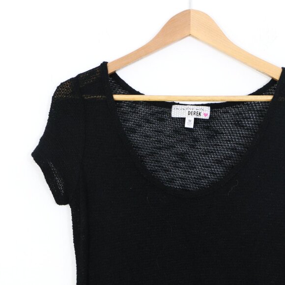 *Im in Love with Derek Black Open Weave Long T Shirt - Picture 5 of 7